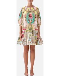 CAMILLA - Puff Sleeve Shirt Dress Painted Prayers - Lyst