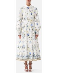 CAMILLA - Button Front Midi Shirt Dress Dandelion Skies - Lyst