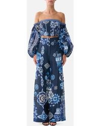CAMILLA - Long Sleeved Corset Crop Top A Tiled Wonderland - Lyst