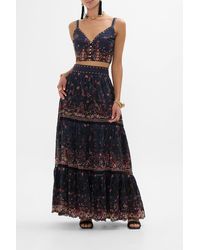 CAMILLA - High Waisted Embroidered Tiered Skirt Loom To Tomb - Lyst