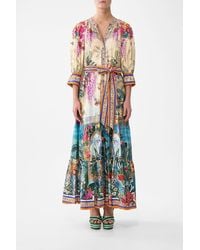 CAMILLA - Tiered Shirt Dress With Short Sleeve Bodrum Botanicals - Lyst