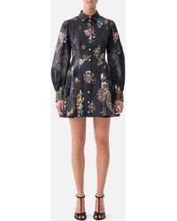 CAMILLA - Short Button Front Shirt Dress Night Garden - Lyst