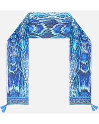 CAMILLA - Long Silk Crinkle Chiffon Scarf The Sapphire Serpent - Lyst