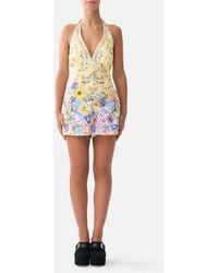 CAMILLA - Button Front Halter Playsuit Darling Buds - Lyst