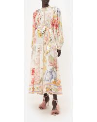 Camilla Button Through Dress With Yoke Romantic Rites - Multicolor