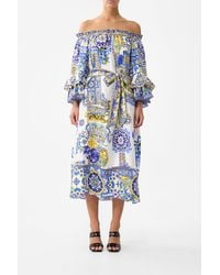 CAMILLA - Off Shoulder Midi Dress With Frill Sleeve España Nirvana - Lyst
