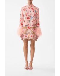 CAMILLA - Mini Shirt Dress With Feathers Majestic Milla - Lyst