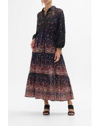 CAMILLA - Embroidered Tiered Long Shirt Dress Loom To Tomb - Lyst