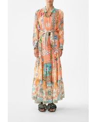 CAMILLA - Tiered Shirtdress With Wide Waist Tie - Lyst