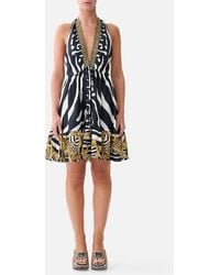 CAMILLA - Ruffle Hem Halter Short Dress Zig Zag Zoo - Lyst