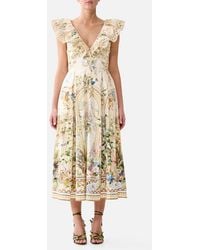 CAMILLA - V Neck Frill Midi Dress Midsummer Masterpiece - Lyst