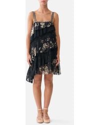CAMILLA - Asymmetric Spliced Lace Mini Dress Flamenco Folklore - Lyst