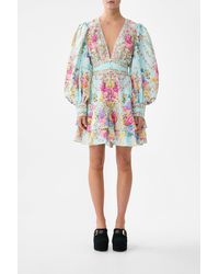 CAMILLA - Button Front Frill Dress Bazaar Blooms - Lyst
