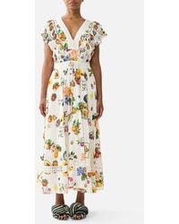 CAMILLA - Flutter Sleeve Midi Dress With Frill Detail Magic Of The Mercado - Lyst