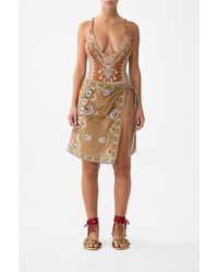 CAMILLA - Woven Short Sarong With Macrame Tie Waist Fabric Of Time - Lyst