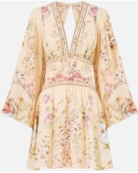 CAMILLA - Button Down Short Dress With Open Back Adorned - Lyst