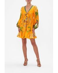 CAMILLA - Short Tie Front Blouson Dress Dancing With The Bulls - Lyst
