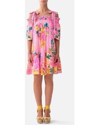 CAMILLA - Off Shoulder Frill Dress With Straps Illustration Nation - Lyst