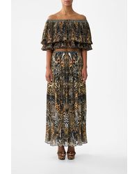 CAMILLA - Off Shoulder Short Sleeve Pleated Top Feline Folklore - Lyst