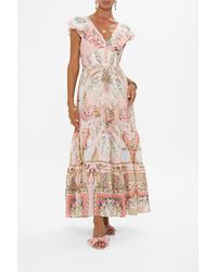 CAMILLA - Tiered Dress With Neck Frill Lisbon Lullaby - Lyst