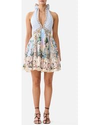 CAMILLA - Ruffle Hem Halter Short Dress Sisi Society - Lyst
