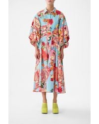 CAMILLA - Waist Tie Shirt Dress With Bubble Sleeve Papers And Curious Capers - Lyst