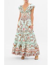 CAMILLA - Tiered Dress With Neck Frill Weaving Worlds - Lyst