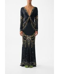 CAMILLA - Long Sleeve Gathered Dress With Train Amulets And Alchemy - Lyst