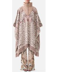 CAMILLA - Quilted Collar Short Knit Poncho Aranjuez Animalia - Lyst