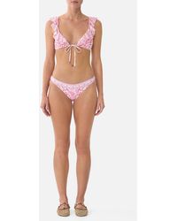 CAMILLA - Tie Front Tri Bikini Top W Frill Neck Livin La Vida Rosa - Lyst