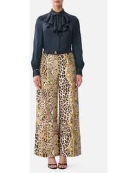 CAMILLA - Collared Shirt With Frill Neck Detail Leopard Libertine - Lyst
