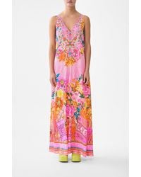 CAMILLA - V-Neck Flared Jumpsuit Illustration Nation - Lyst