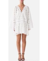 CAMILLA - V Neck Relaxed Short Dress With Dropped Waist A Tiled Wonderland - Lyst