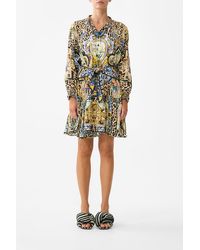 CAMILLA - Short Tiered Shirtdress With Wide Waist Tie Sevillian Style - Lyst