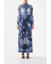 CAMILLA - Detachable Pussy Bow Raglan Blouse A Tiled Wonderland - Lyst