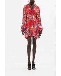 CAMILLA - High Neck Blouson Sleeve Mini Dress The Summer Palace - Lyst