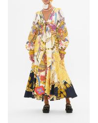 CAMILLA - Wrap Tie Dress With Blouson Sleeve Sunflowers On My Mind - Lyst