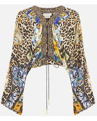 CAMILLA - Lace Up Front Blouson Sleeve Blouse Sevillian Style - Lyst