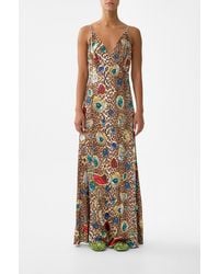 CAMILLA - V-Neck Full Length Bias Slip Dress Nazar Nirvana - Lyst