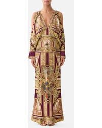 CAMILLA - Plunge Neck Draped Shoulder Dress Queen Of Bohemia - Lyst