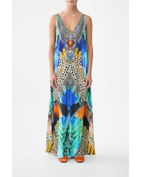 CAMILLA - V Neck Flared Jumpsuit Jungle Flight - Lyst