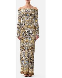 CAMILLA - Off Shoulder Gathered Jersey Dress Leopard Libertine - Lyst