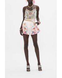 CAMILLA - Tuck Front Short With Belt Plumes And Parterres - Lyst