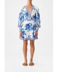 CAMILLA - Button Front Frill Dress A Ceramic Garden - Lyst