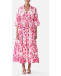 CAMILLA - Shaped Waistband Midi Dress Livin La Vida Rosa - Lyst