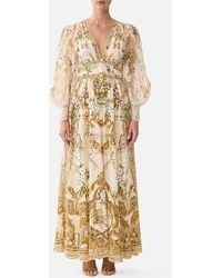 CAMILLA - Shaped Waistband Dress With Gathered Sleeves A Certain Je Ne Sais Quoi - Lyst