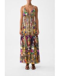 CAMILLA - Bead Strap Gathered Panel Dress Embroidered Ever After - Lyst