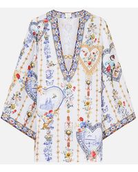 CAMILLA - Deep V Neck Hardware Short Kaftan The Pottery Parlour - Lyst