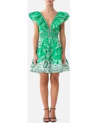 CAMILLA - Tiered Short Dress With Neck Frill Sacromonte Señorita - Lyst