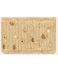 CAMILLA - Raffia Clutch With Charms Natural - Lyst